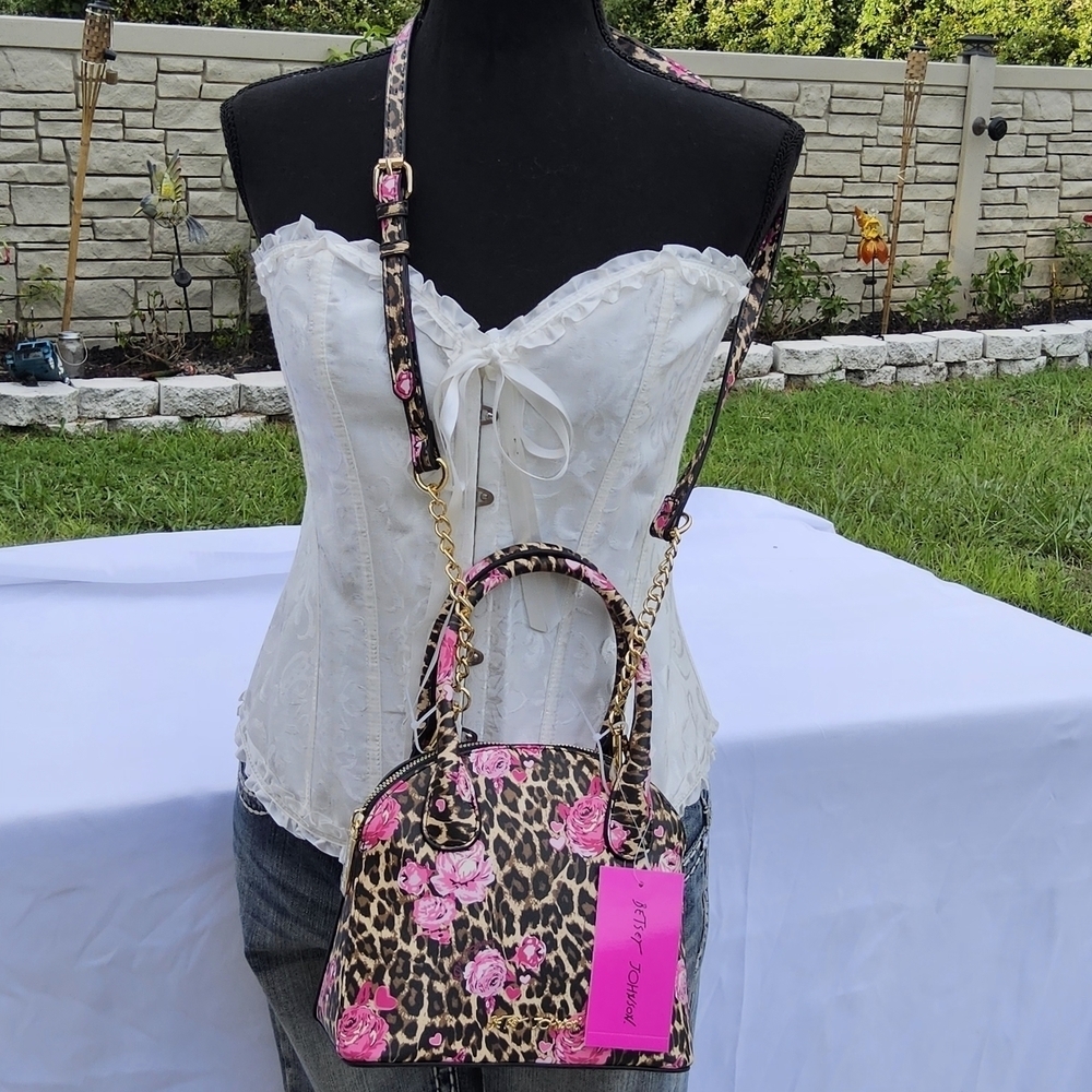 Betsey Johnson Pink and Brown Leopard Print Bag - Picture 5 of 6